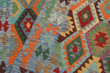 Flat Weave Kilim, Antique, Navaho, Vintage, Handmade, Geometric Kilim Red Blue Hand-Woven Rectangle 100% Wool Area Rug 6 x 8