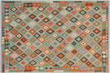 Rustic Turkish Kilim Sarah Hand-Woven Wool Rug - 5'10'' x 7'9''