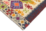 Flat Weave Kilim, Antique, Navaho, Vintage, Handmade, Geometric Kilim Beige Red Hand-Woven Rectangle 100% Wool Area Rug 4 x 5