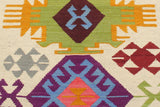 Flat Weave Kilim, Antique, Navaho, Vintage, Handmade, Geometric Kilim Beige Red Hand-Woven Rectangle 100% Wool Area Rug 4 x 5