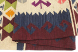 Flat Weave Kilim, Antique, Navaho, Vintage, Handmade, Geometric Kilim Beige Red Hand-Woven Rectangle 100% Wool Area Rug 4 x 5
