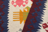 Flat Weave Kilim, Antique, Navaho, Vintage, Handmade, Geometric Kilim Beige Red Hand-Woven Rectangle 100% Wool Area Rug 4 x 5