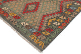 Flat Weave Kilim, Antique, Navaho, Vintage, Handmade, Geometric Kilim Red Green Hand-Woven Rectangle 100% Wool Area Rug 4 x 5