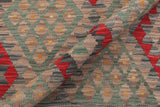 Flat Weave Kilim, Antique, Navaho, Vintage, Handmade, Geometric Kilim Red Green Hand-Woven Rectangle 100% Wool Area Rug 4 x 5