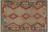 Bohemian Turkish Kilim Nicola Hand-Woven Wool Rug - 4'2'' x 5'5''