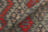 Flat Weave Kilim, Antique, Navaho, Vintage, Handmade, Geometric Kilim Charcoal Red Hand-Woven Rectangle 100% Wool Area Rug 4 x 6