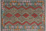 Rustic Turkish Kilim Allyson Hand-Woven Wool Rug - 4'4'' x 5'10''