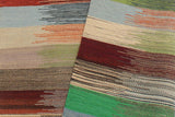 Flat Weave Kilim, Antique, Navaho, Vintage, Handmade, Modern Kilim Blue Gray Hand-Woven Rectangle 100% Wool Area Rug 3 x 4