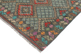 Flat Weave Kilim, Antique, Navaho, Vintage, Handmade, Geometric Kilim Green Red Hand-Woven Rectangle 100% Wool Area Rug 4 x 6