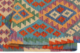 Flat Weave Kilim, Antique, Navaho, Vintage, Handmade, Modern Kilim Blue Rust Hand-Woven Runner 100% Wool Area Rug 3 x 10