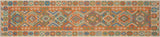 Flat Weave Kilim, Antique, Navaho, Vintage, Handmade, Geometric Kilim Blue Beige Hand-Woven Runner 100% Wool Area Rug 3 x 13