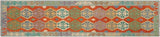 Retro Turkish Kilim Cherie Hand-Woven Wool Runner - 2'8'' x 12'6''