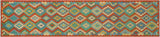 Flat Weave Kilim, Antique, Navaho, Vintage, Handmade, Geometric Kilim Rust Blue Hand-Woven Runner 100% Wool Area Rug 3 x 13
