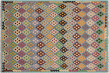 Bohemian Turkish Kilim Gordon Hand-Woven Wool Rug - 6'3'' x 7'10''