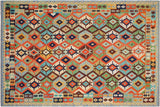 Southwestern Turkish Kilim Carline Hand-Woven Wool Rug - 8'2'' x 9'8''