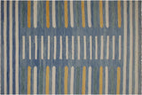 Flat Weave Kilim, Antique, Navaho, Vintage, Handmade, Modern Kilim Blue Beige Hand-Woven Rectangle 100% Wool Area Rug 9 x 12