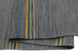 Flat Weave Kilim, Antique, Navaho, Vintage, Handmade, Modern Kilim Blue Gold Hand-Woven Rectangle 100% Wool Area Rug 9 x 11