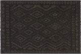 Flat Weave Kilim, Antique, Navaho, Vintage, Handmade, Geometric Kilim Black Green Hand-Woven Rectangle 100% Wool Area Rug 6 x 7