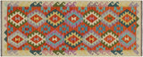 Flat Weave Kilim, Antique, Navaho, Vintage, Handmade, Geometric Kilim Rust Beige Hand-Woven Runner 100% Wool Area Rug 3 x 6