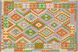 Southwestern Turkish Kilim Jackson Hand-Woven Wool Rug -4'0'' x 5'10''