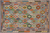 Tribal Turkish Kilim Graham Hand-Woven Wool Rug - 8'2'' x 9'10''