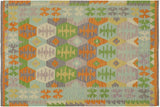 Southwestern Turkish Kilim Cox Hand-Woven Wool Rug - 4'0'' x 5'8''