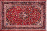 handmade Traditional Kashan Red Blue Hand Knotted RECTANGLE 100% Wool Pile area rug 8x12