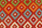 Flat Weave Kilim, Antique, Navaho, Vintage, Handmade, Modern Kilim Rust Blue Hand-Woven Rectangle 100% Wool Area Rug 8 x 11