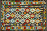 Flat Weave Kilim, Antique, Navaho, Vintage, Handmade, Geometric Kilim Charcoal Rust Hand-Woven Rectangle 100% Wool Area Rug 7 x 10
