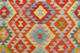 Flat Weave Kilim, Antique, Navaho, Vintage, Handmade, Geometric Kilim Rust Beige Hand-Woven Rectangle 100% Wool Area Rug 5 x 7