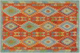 Chic Turkish Kilim Burke Hand-Woven Wool Rug - 5'0'' x 6'6''