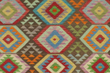 Flat Weave Kilim, Antique, Navaho, Vintage, Handmade, Geometric Kilim Brown Beige Hand-Woven Rectangle 100% Wool Area Rug 9 x 12