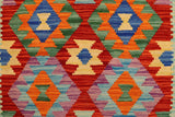 Flat Weave Kilim, Antique, Navaho, Vintage, Handmade, Geometric Kilim Rust Gray Hand-Woven Rectangle 100% Wool Area Rug 4 x 5