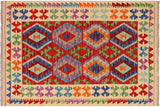 Southwestern Turkish Kilim Alondra Hand-Woven Wool Rug - 3'4'' x 5'0''