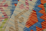 Flat Weave Kilim, Antique, Navaho, Vintage, Handmade, Geometric Kilim Rust Blue Hand-Woven Rectangle 100% Wool Area Rug 2 x 3