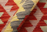 Flat Weave Kilim, Antique, Navaho, Vintage, Handmade, Geometric Kilim Red Blue Hand-Woven Rectangle 100% Wool Area Rug 2 x 2