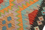 Flat Weave Kilim, Antique, Navaho, Vintage, Handmade, Geometric Kilim Blue Black Hand-Woven Rectangle 100% Wool Area Rug 2 x 3