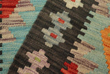 Flat Weave Kilim, Antique, Navaho, Vintage, Handmade, Geometric Kilim Blue Black Hand-Woven Rectangle 100% Wool Area Rug 2 x 3