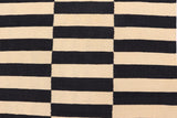 Flat Weave Kilim, Antique, Navaho, Vintage, Handmade, Modern Kilim Beige Black Hand-Woven Runner 100% Wool Area Rug 3 x 9