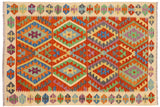 Rustic Turkish Kilim Jordyn Hand-Woven Wool Rug - 4'11'' x 6'5''