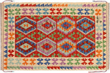 Flat Weave Kilim, Antique, Navaho, Vintage, Handmade, Geometric Kilim Rust Beige Hand-Woven Rectangle 100% Wool Area Rug 3 x 5