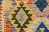 Flat Weave Kilim, Antique, Navaho, Vintage, Handmade, Geometric Kilim Beige Blue Hand-Woven Rectangle 100% Wool Area Rug 4 x 5