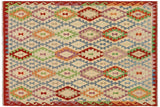 Rustic Turkish Kilim Kylee Hand-Woven Wool Rug - 5'8'' x 6'6''