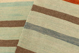 Flat Weave Kilim, Antique, Navaho, Vintage, Handmade, Modern Kilim Blue Rust Hand-Woven Rectangle 100% Wool Area Rug 9 x 12