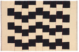 Flat Weave Kilim, Antique, Navaho, Vintage, Handmade, Modern Kilim Beige Black Hand-Woven Rectangle 100% Wool Area Rug 6 x 8