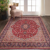 handmade Traditional Kashan Pink Blue Hand Knotted RECTANGLE 100% Wool Pile area rug 10x13