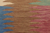 Flat Weave Kilim, Antique, Navaho, Vintage, Handmade, Modern Kilim Rust Blue Hand-Woven Rectangle 100% Wool Area Rug 8 x 10
