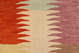 Flat Weave Kilim, Antique, Navaho, Vintage, Handmade, Modern Kilim Rust Blue Hand-Woven Rectangle 100% Wool Area Rug 8 x 10
