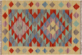 Bohemian Turkish Kilim Leonard Hand-Woven Wool Rug - 1'11'' x 2'10''