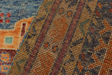handmade Geometric Balouchi Blue Beige Hand Knotted RECTANGLE 100% WOOL area rug 4' x 6'